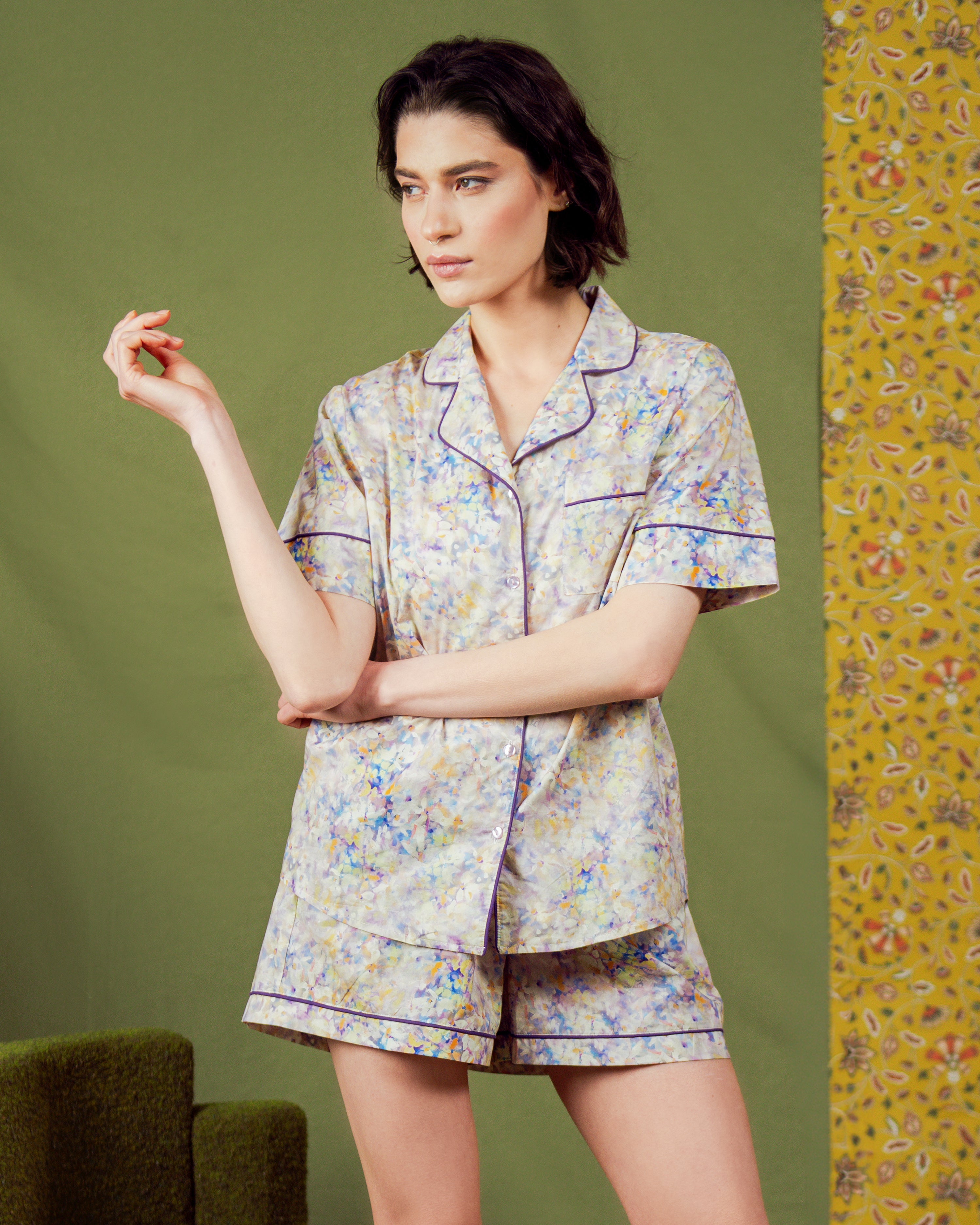 Women's Pajama Set PJSH-001 Floral Print
