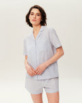 Women's Pajama Set PJSH-002 Blue White Stripe