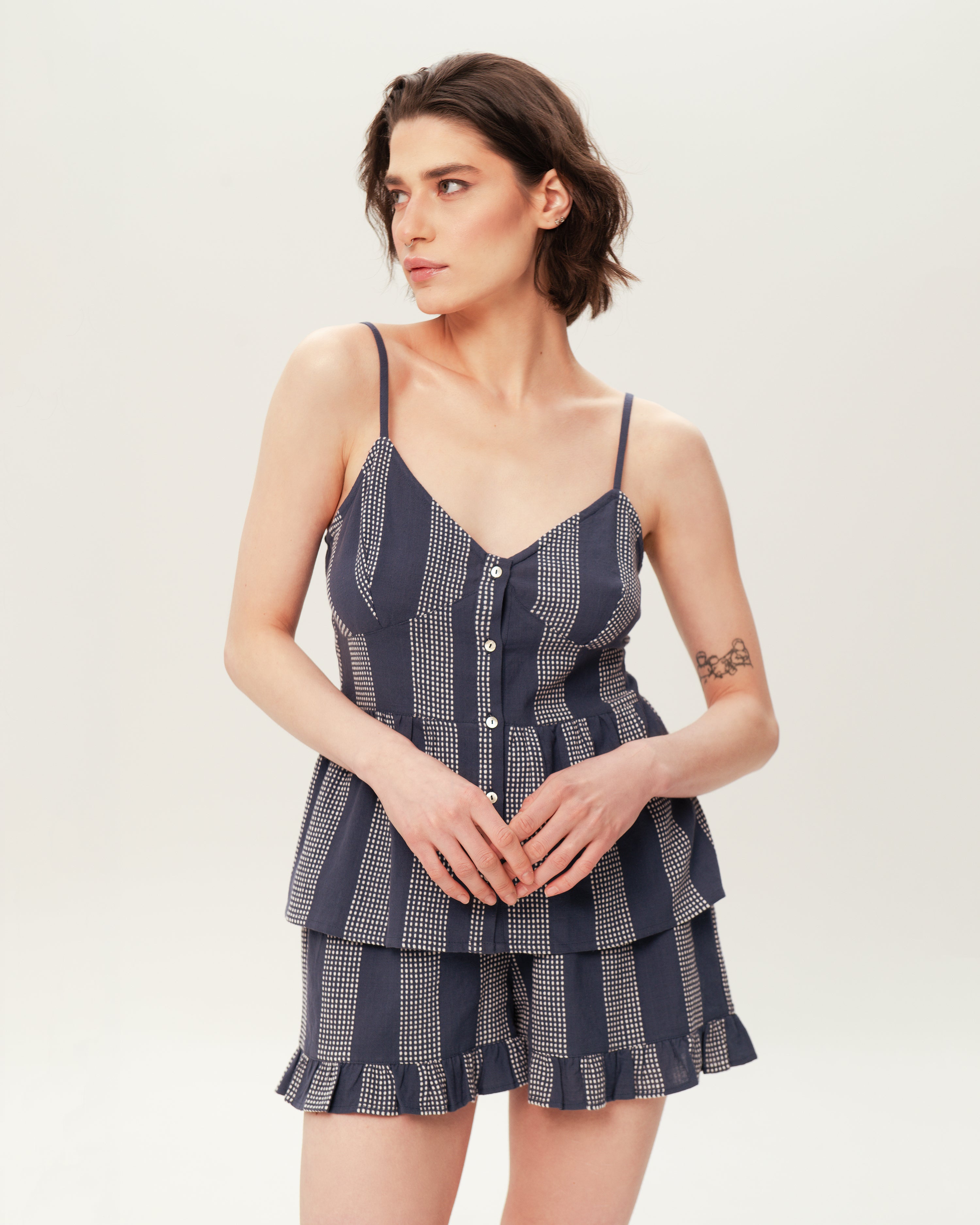 Women's Pajama Set PJSH-005 Navy Blue