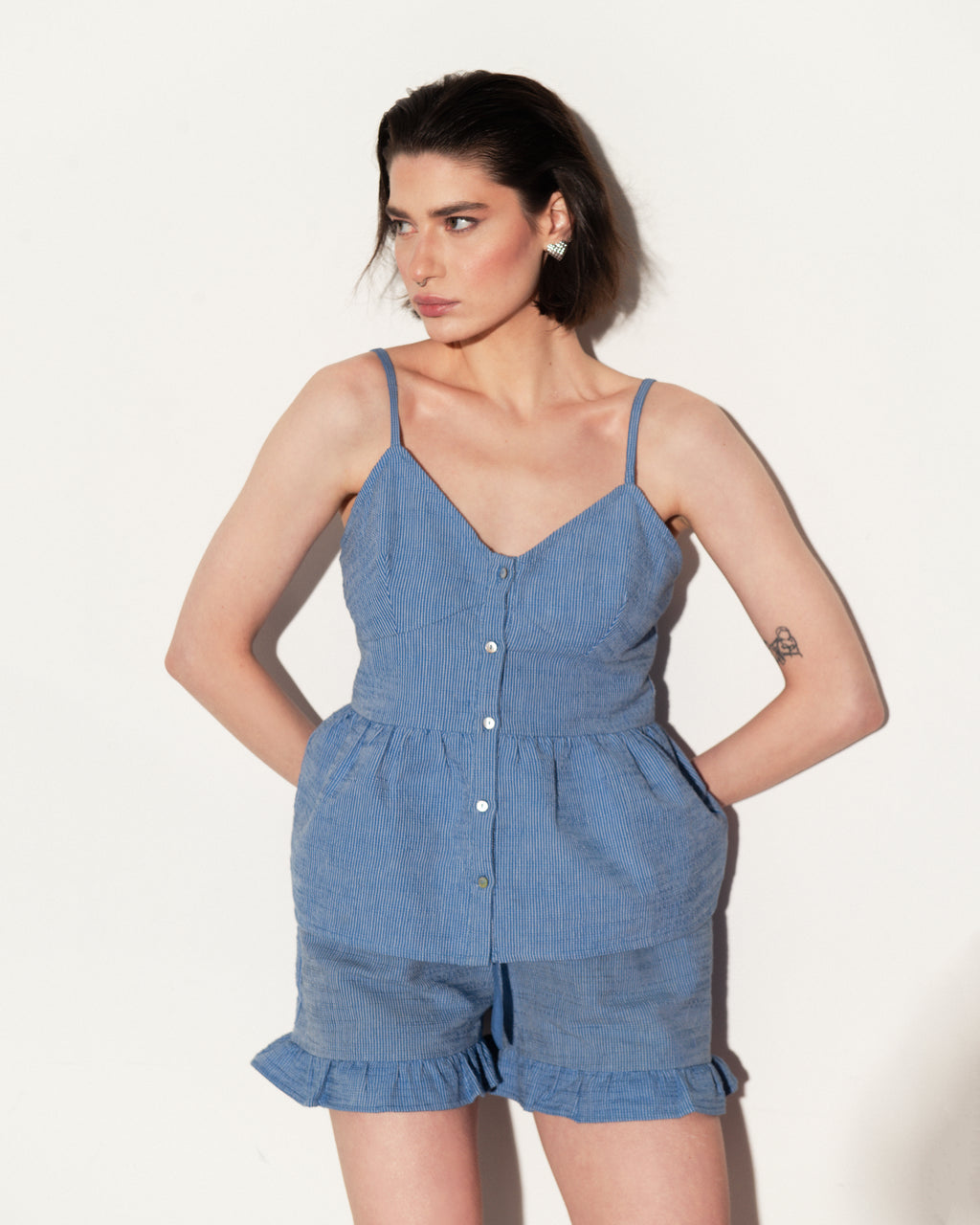 Women's Pajama Set PJSH-006 Dusty Blue