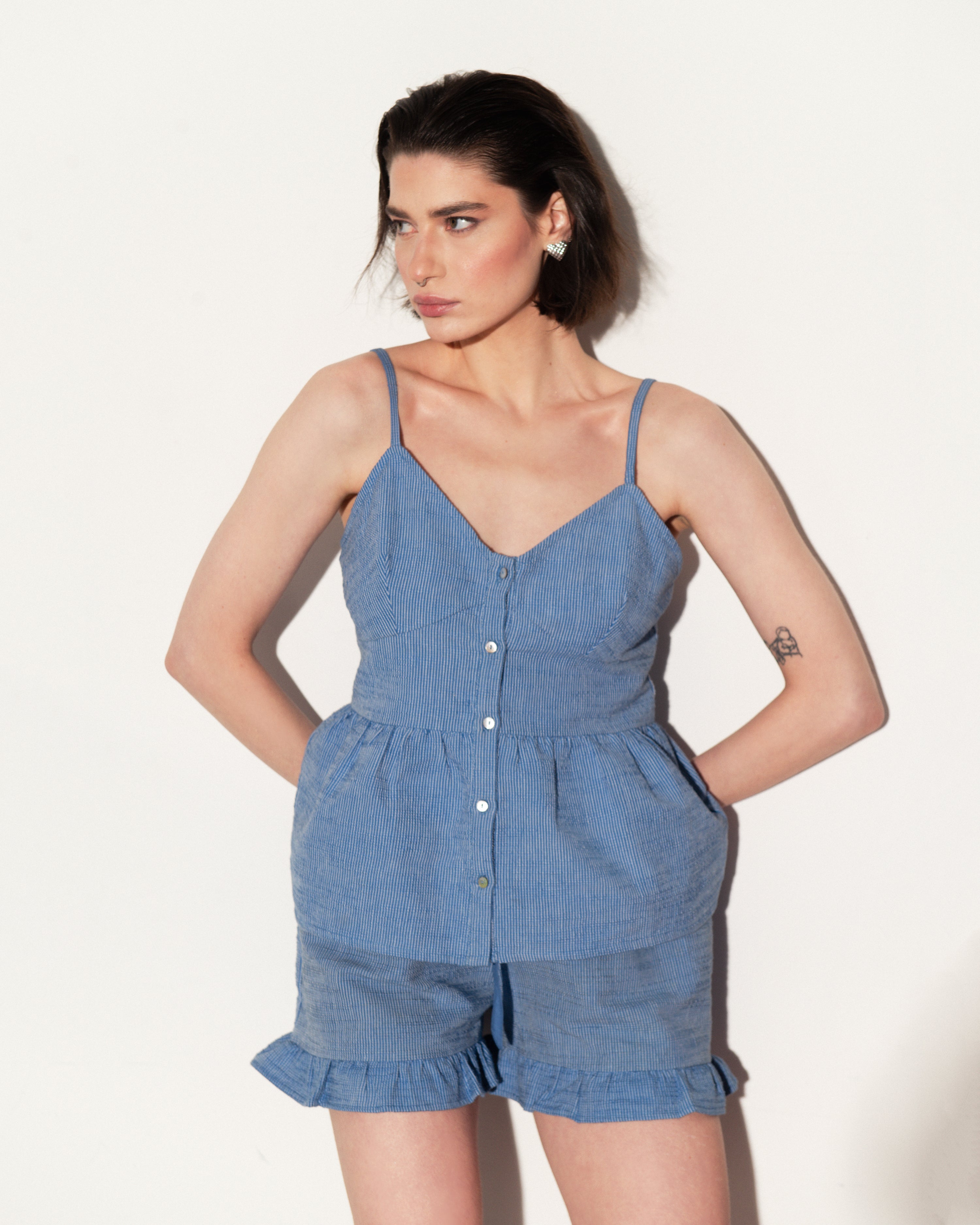Women's Pajama Set PJSH-006 Dusty Blue