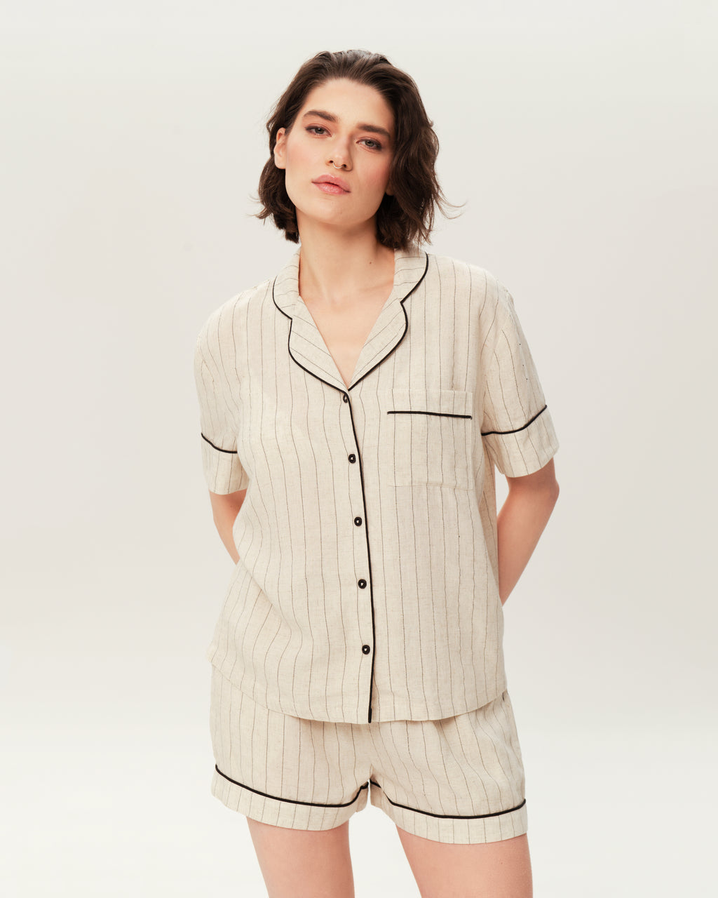 Women's Pajama Set PJSH-008 Beige