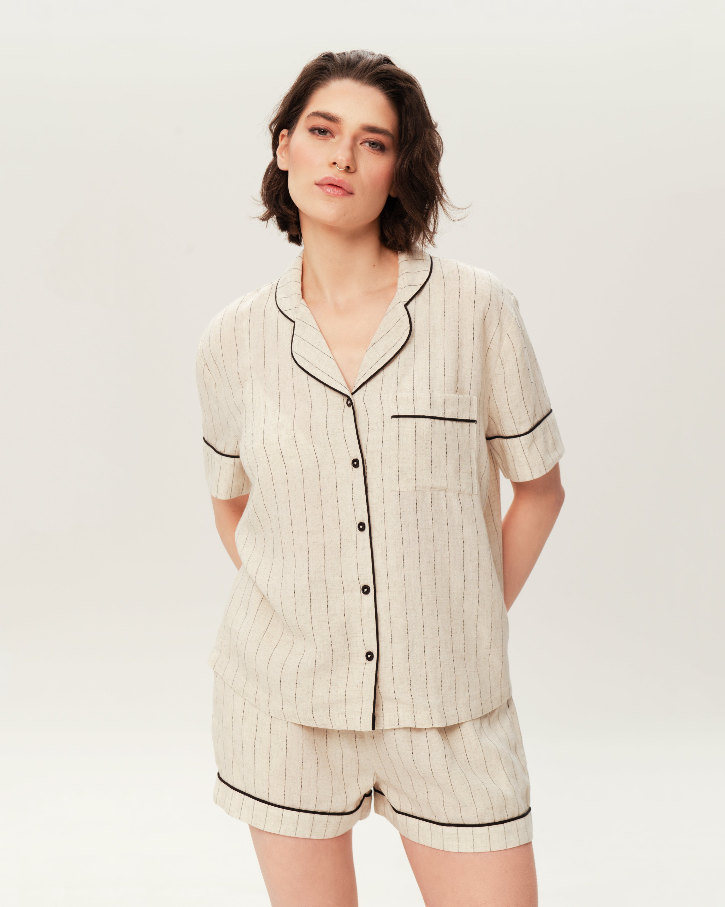 Women's Pajama Set PJSH-008 Beige